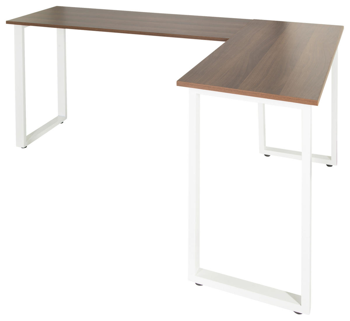 HÖRNSKRIVBORD 165/120/75 cm  in vit, valnötsfärgad  - vit/valnötsfärgad, Basics, metall/trämaterial (165/120/75cm) - MID.YOU