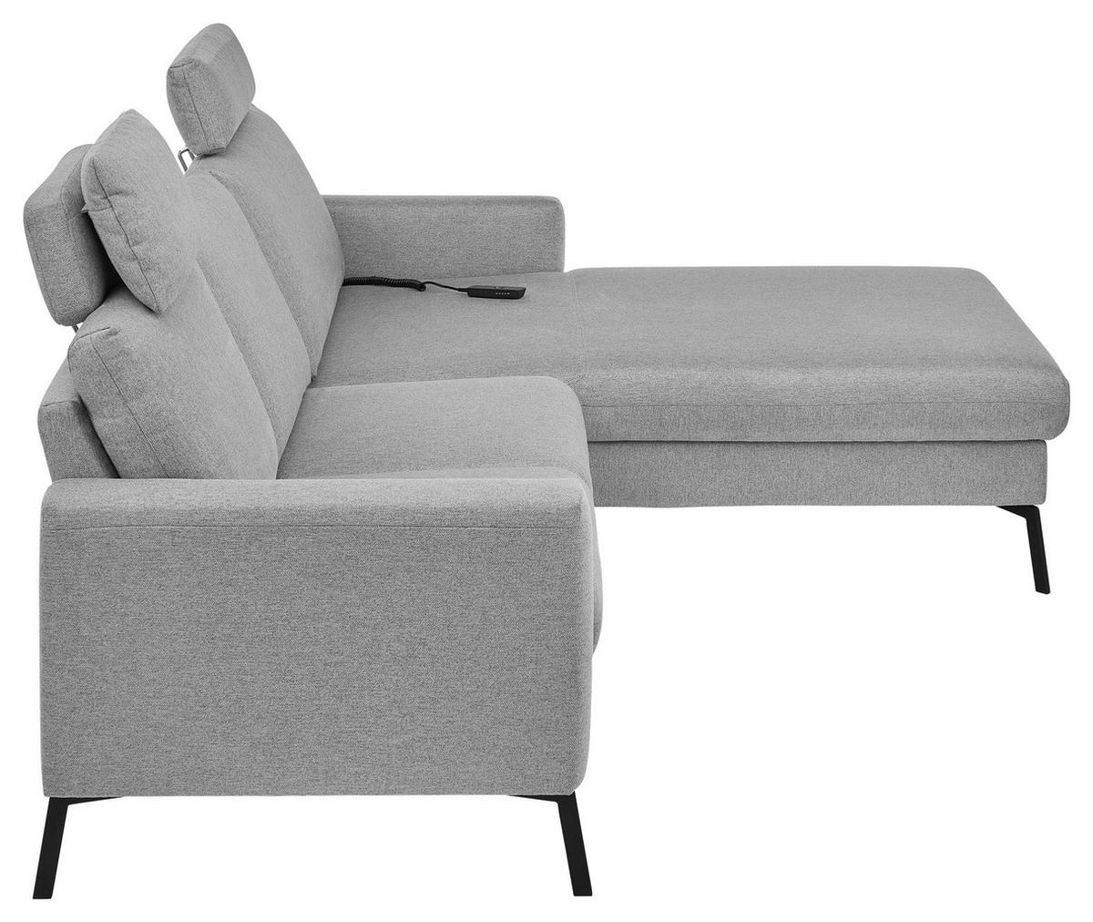 ECKSOFA Grau Flachgewebe  - Schwarz/Grau, Design, Textil/Metall (270/187cm) - Musterring