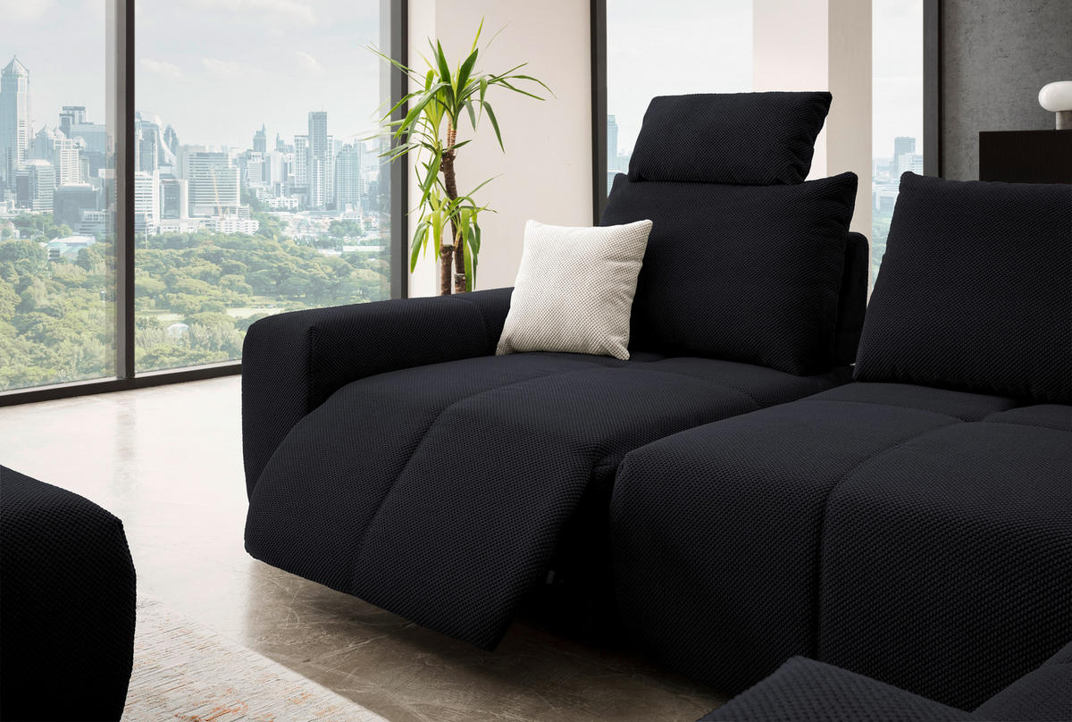ECKSOFA in Velours Anthrazit  - Anthrazit/Schwarz, Design, Kunststoff/Textil (326/236cm) - Xora