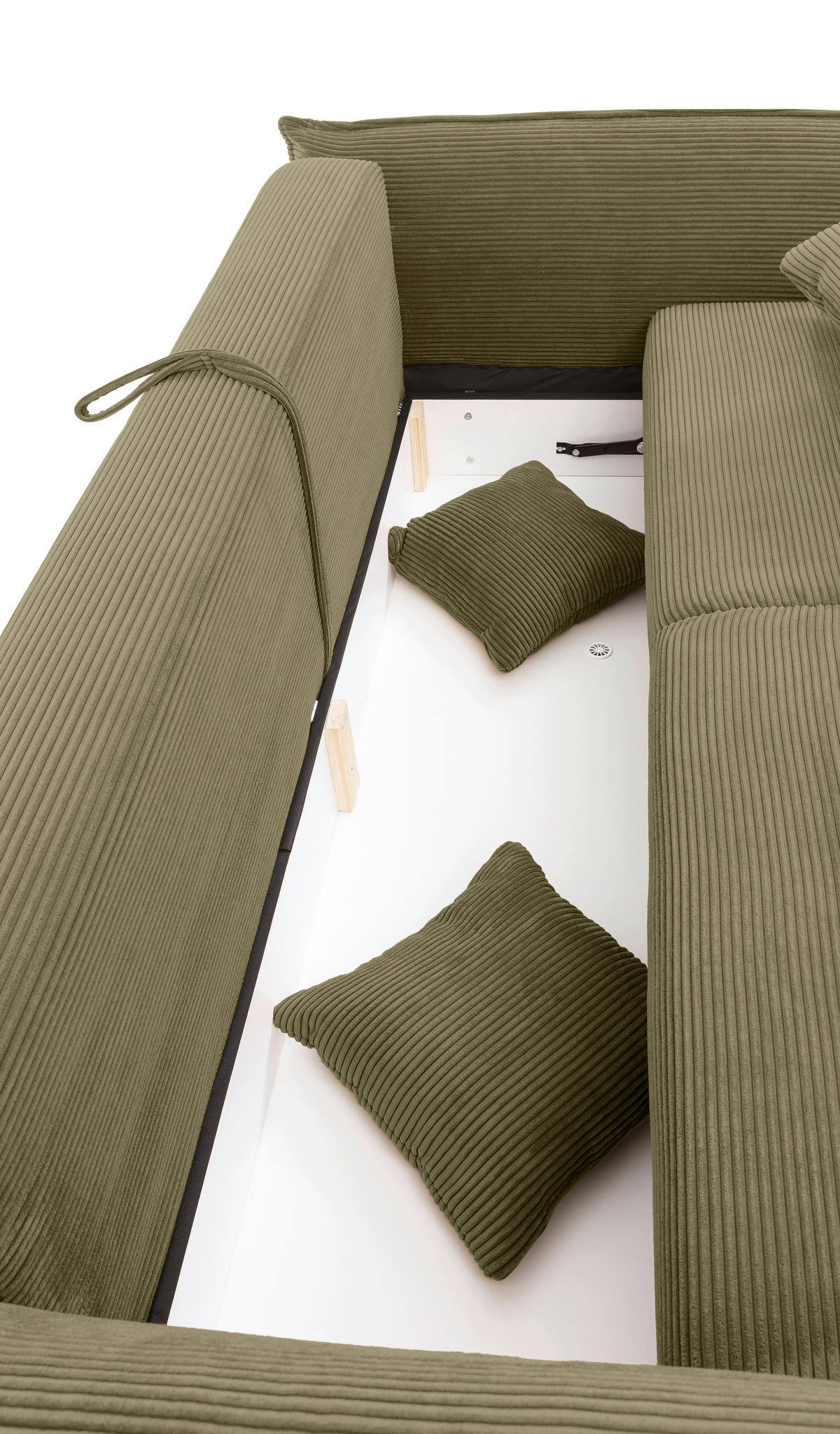 BIGSOFA in Cord Olivgrün  - Chromfarben/Olivgrün, Modern, Kunststoff/Textil (242/71/90/131cm) - Livetastic