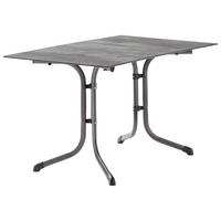 GARTENKLAPPTISCH 120/80/73 cm Metall, Kunststoff rechteckig  - Silberfarben/Grau, Basics, Kunststoff/Metall (120/80/73cm) - Sieger