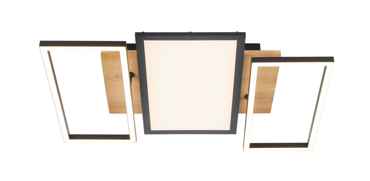 LED-DECKENLEUCHTE    35/56/10 cm  - Schwarz/Naturfarben, Trend, Holz/Kunststoff (35/56/10cm) - Novel