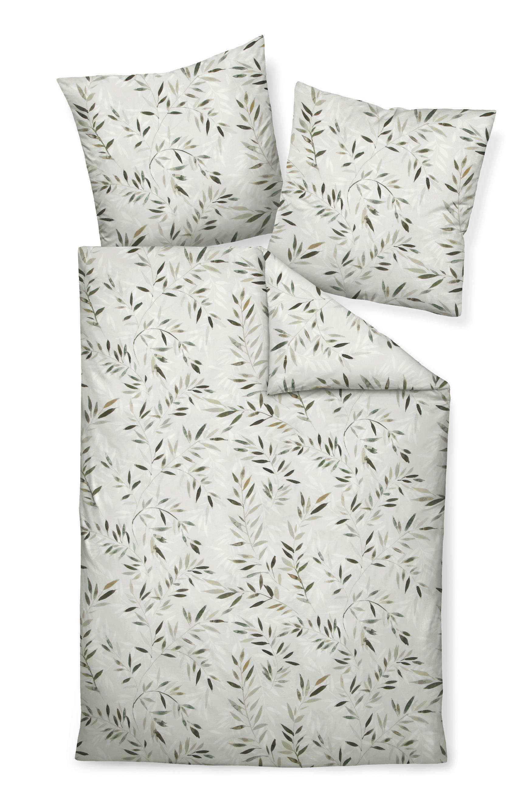 BETTWÄSCHE DAVOS Biber 155/200 cm  - Grau/Grün, Design, Textil (155/200cm) - Janine