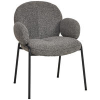 ARMLEHNSTUHL  in Eisen Leinenoptik  - Dunkelgrau/Schwarz, MODERN, Textil/Metall (60/81/61cm) - MID.YOU
