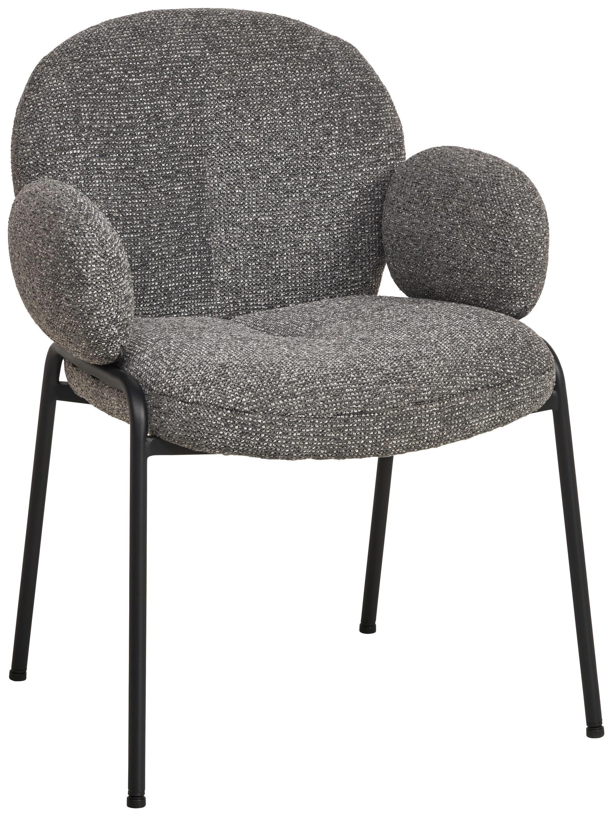 MID.YOU STOLIČKA S PODRÚČKAMI, železo, vzhľad ľanu, čierna, tmavosivá