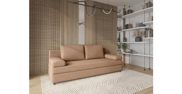 SCHLAFSOFA  mit Stoffauswahl, Rücken echt Jacquard Karamell  - Karamell/Schwarz, Design, Kunststoff/Textil (200/88/87cm) - Xora