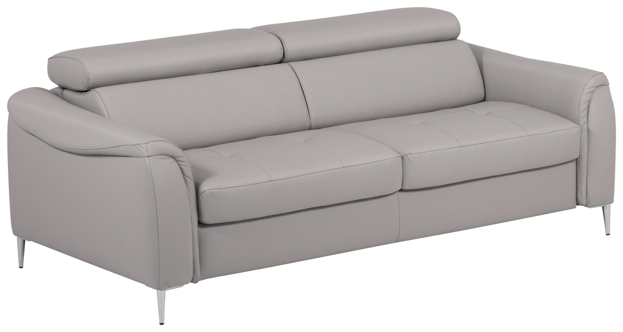 SCHLAFSOFA in Echtleder Hellgrau  - Hellgrau, Design, Leder/Metall (203/77-98/103cm) - MID.YOU