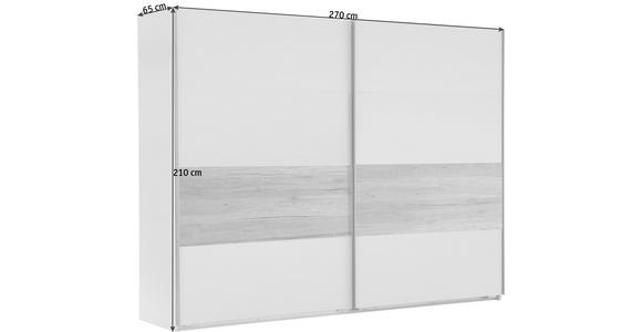 SCHWEBETÜRENSCHRANK in Graphitfarben, Weiß - Eichefarben/Silberfarben, Design, Holzwerkstoff/Metall (270/210/65cm) - Carryhome