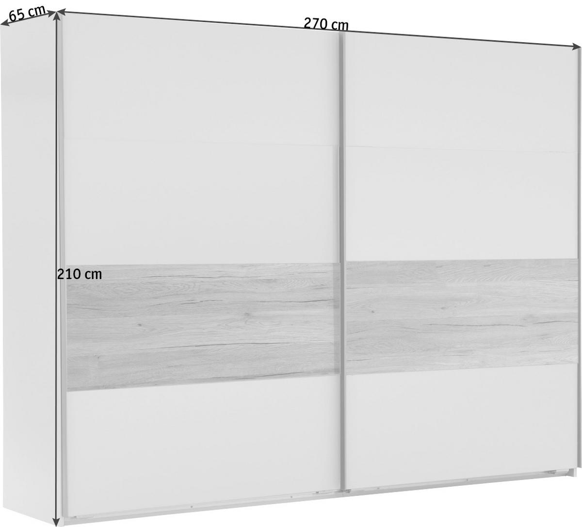GARDEROB MED SKJUTDÖRRAR 270/210/65 cm 2-dörrar - vit/grafitfärgad, Design, metall/trämaterial (270/210/65cm) - Carryhome