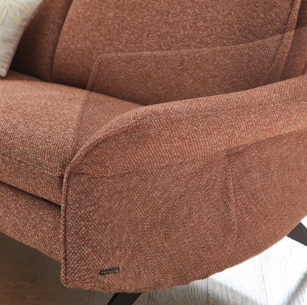 ECKSOFA in Flachgewebe Altrosa  - Anthrazit/Altrosa, Design, Textil/Metall (171/281cm) - Himolla