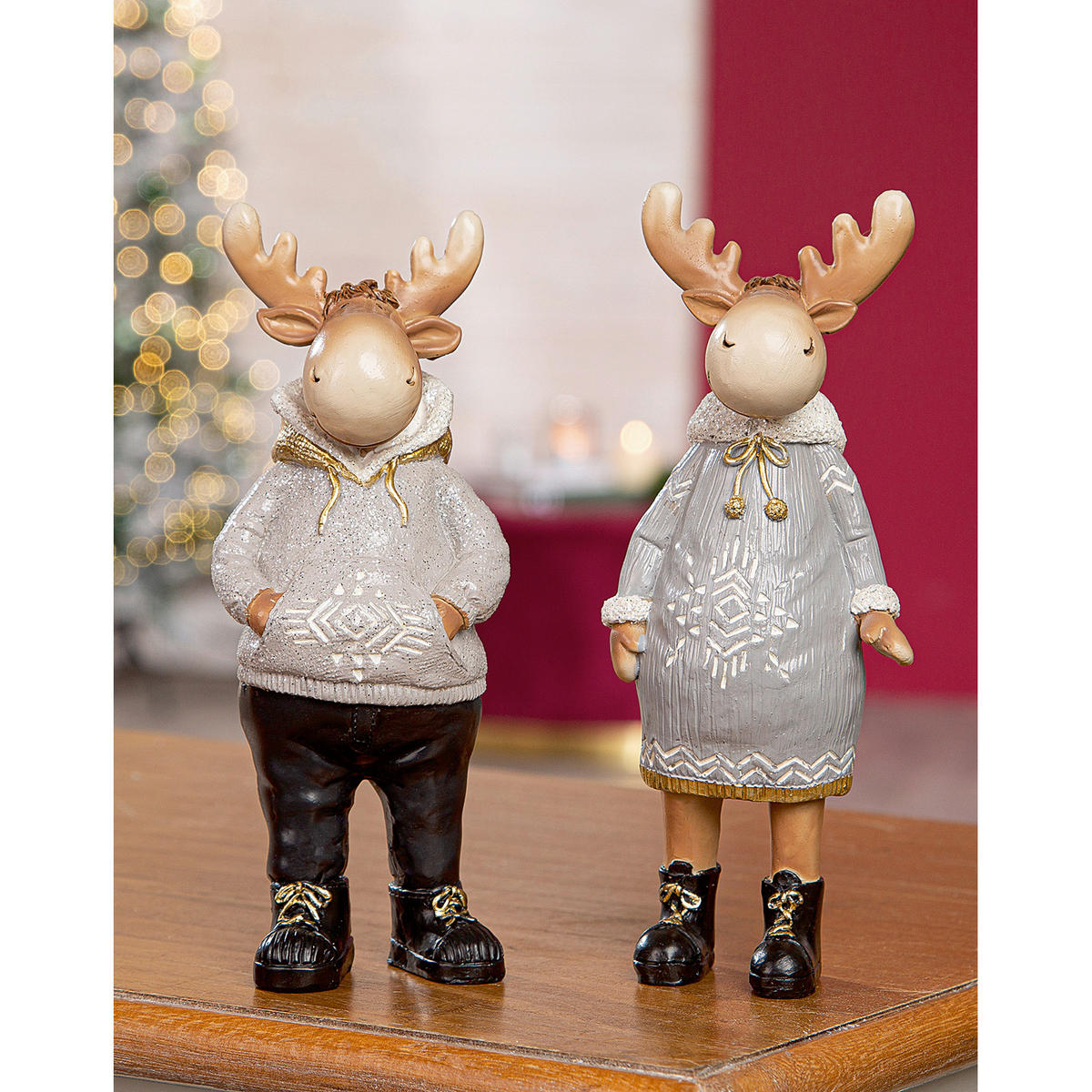 WEIHNACHTSFIGUR - Creme/Hellgrau, LIFESTYLE, Kunststoff (7/19/6,5cm)