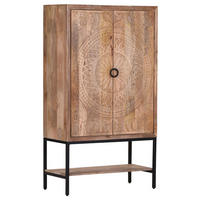 BARSCHRANK Mangoholz massiv Naturfarben  - Schwarz/Naturfarben, Design, Holz/Metall (90/160/45cm) - Landscape