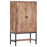 BARSCHRANK Mangoholz massiv Naturfarben  - Schwarz/Naturfarben, Design, Holz/Metall (90/160/45cm) - Landscape
