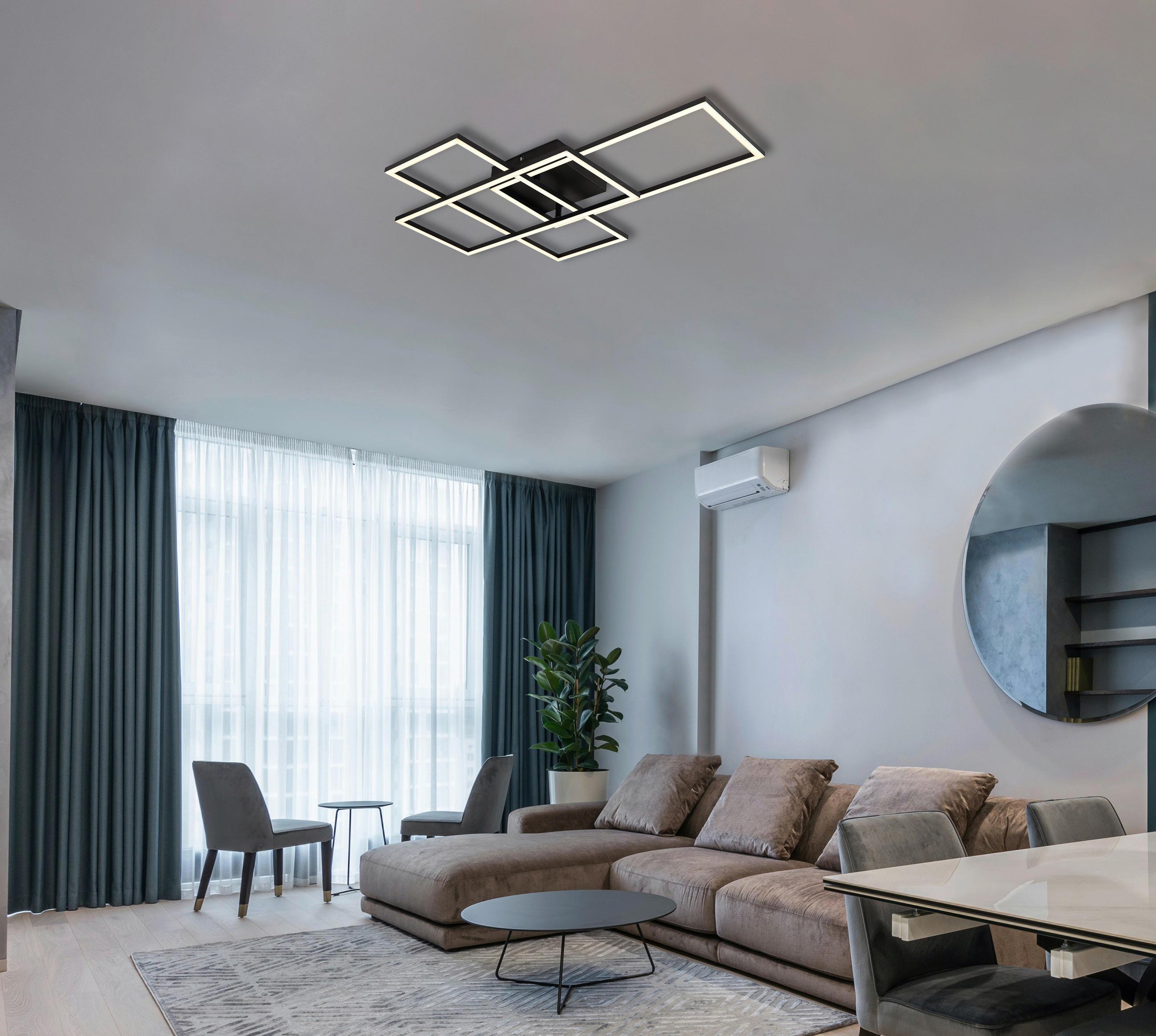 STROPNA LED-SVETILKA   //2700-6500 K/230 V/ - črna/opal, kovina/umetna masa (73,7/51/9,3cm) - Globo