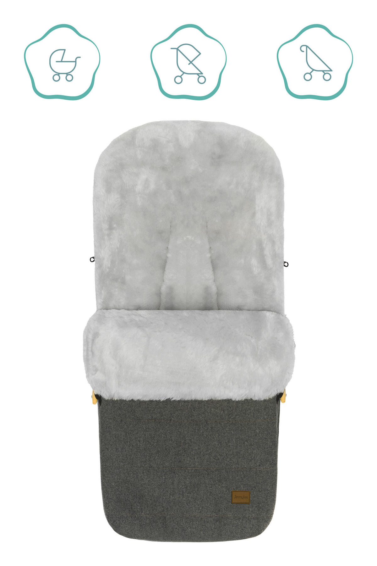 BUGGY-FUßSACK Bernina Wool  - Dunkelgrau, Trend, Textil/Fell (50/100cm) - Jimmylee