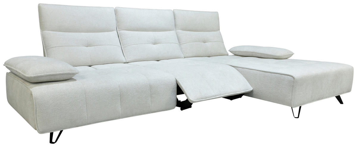 ECKSOFA Creme Chenille  - Creme/Schwarz, Design, Kunststoff/Textil (314/162cm) - Livetastic