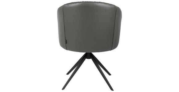 ARMLEHNSTUHL in Eisen Echtleder pigmentiert - Anthrazit/Schwarz, Design, Leder/Metall (63/82/62,5cm) - Dieter Knoll
