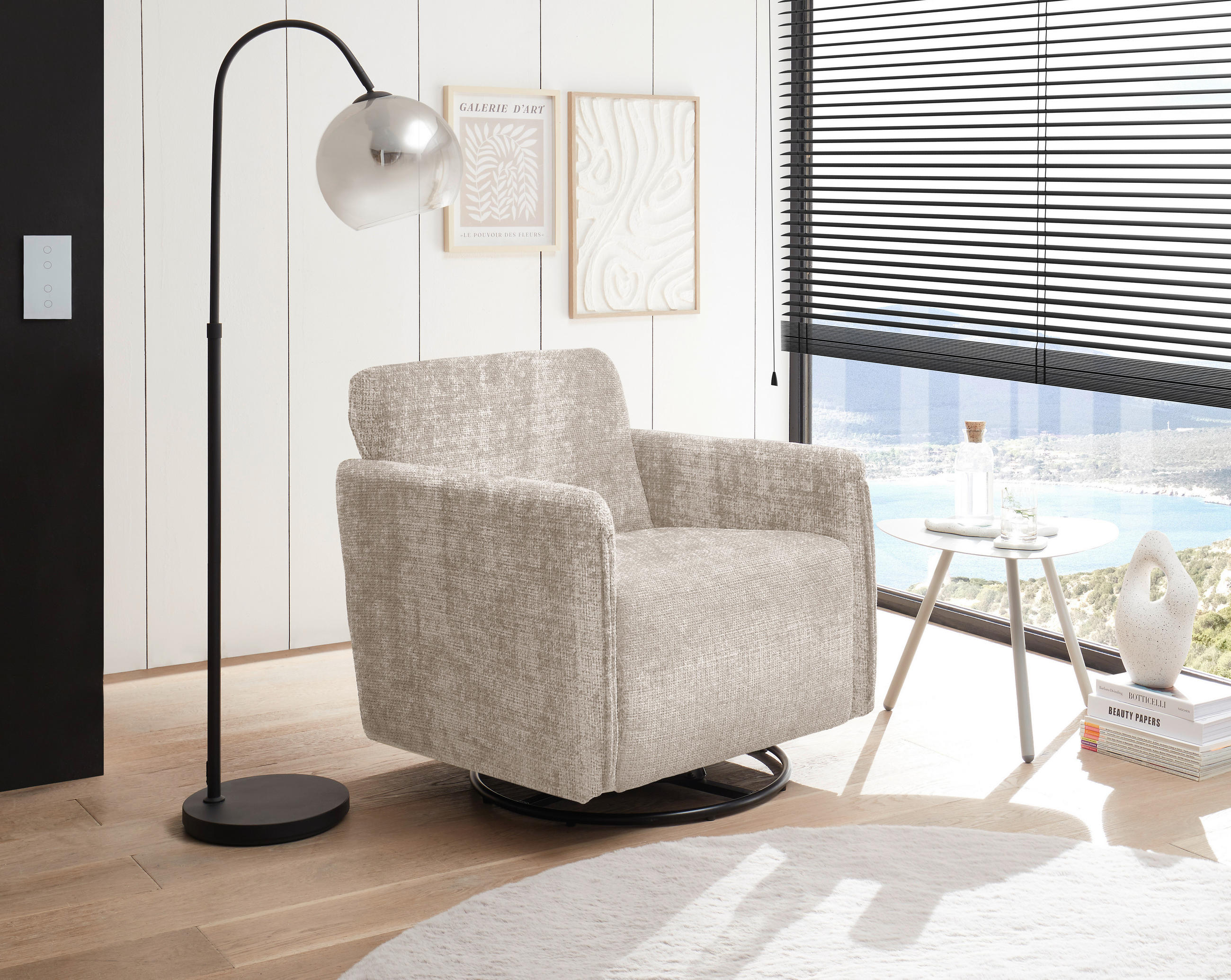 SESSEL in Chenille Taupe  - Taupe/Schwarz, Basics, Textil/Metall (76/78/81cm) - Livetastic