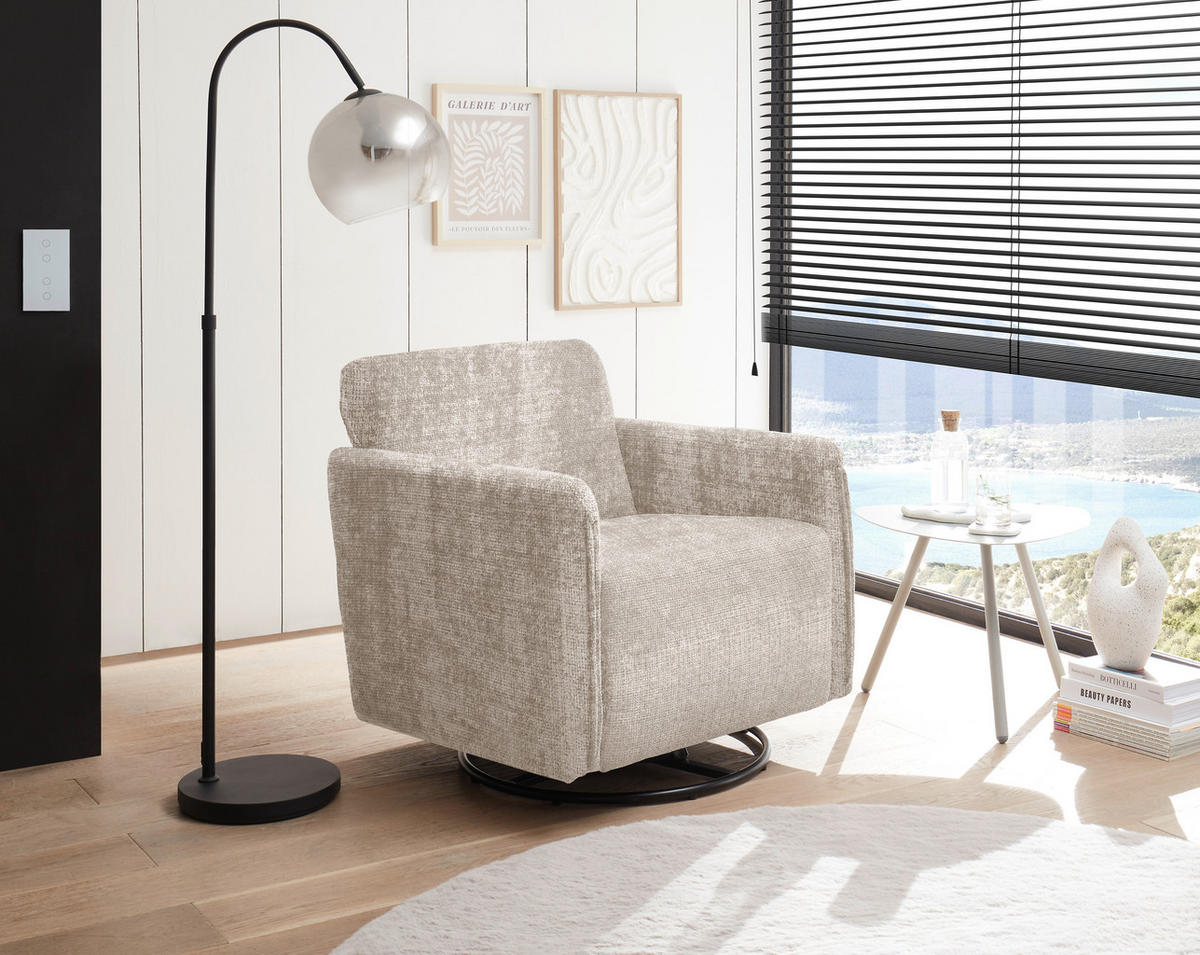 SESSEL in Chenille Taupe  - Taupe/Schwarz, Basics, Textil/Metall (76/78/81cm) - Livetastic