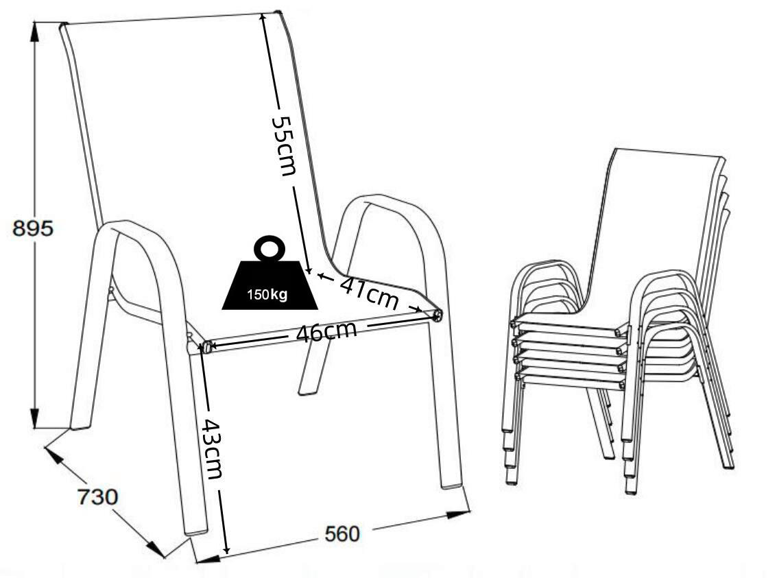 GARTENSTUHL-SET Anthrazit  - Anthrazit, MODERN, Kunststoff/Metall (56/89/73cm) - MID.YOU