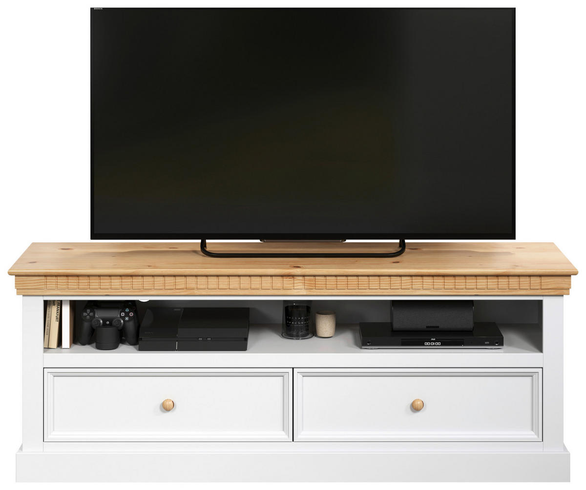 LOWBOARD 169/63/42 cm  - Naturfarben/Weiß, ROMANTIK / LANDHAUS, Holz (169/63/42cm) - MID.YOU