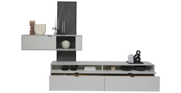 WOHNWAND  in Hellgrau  306/204,9/45,2 cm  - Hellgrau, Design, Glas/Keramik (306/204,9/45,2cm) - Dieter Knoll