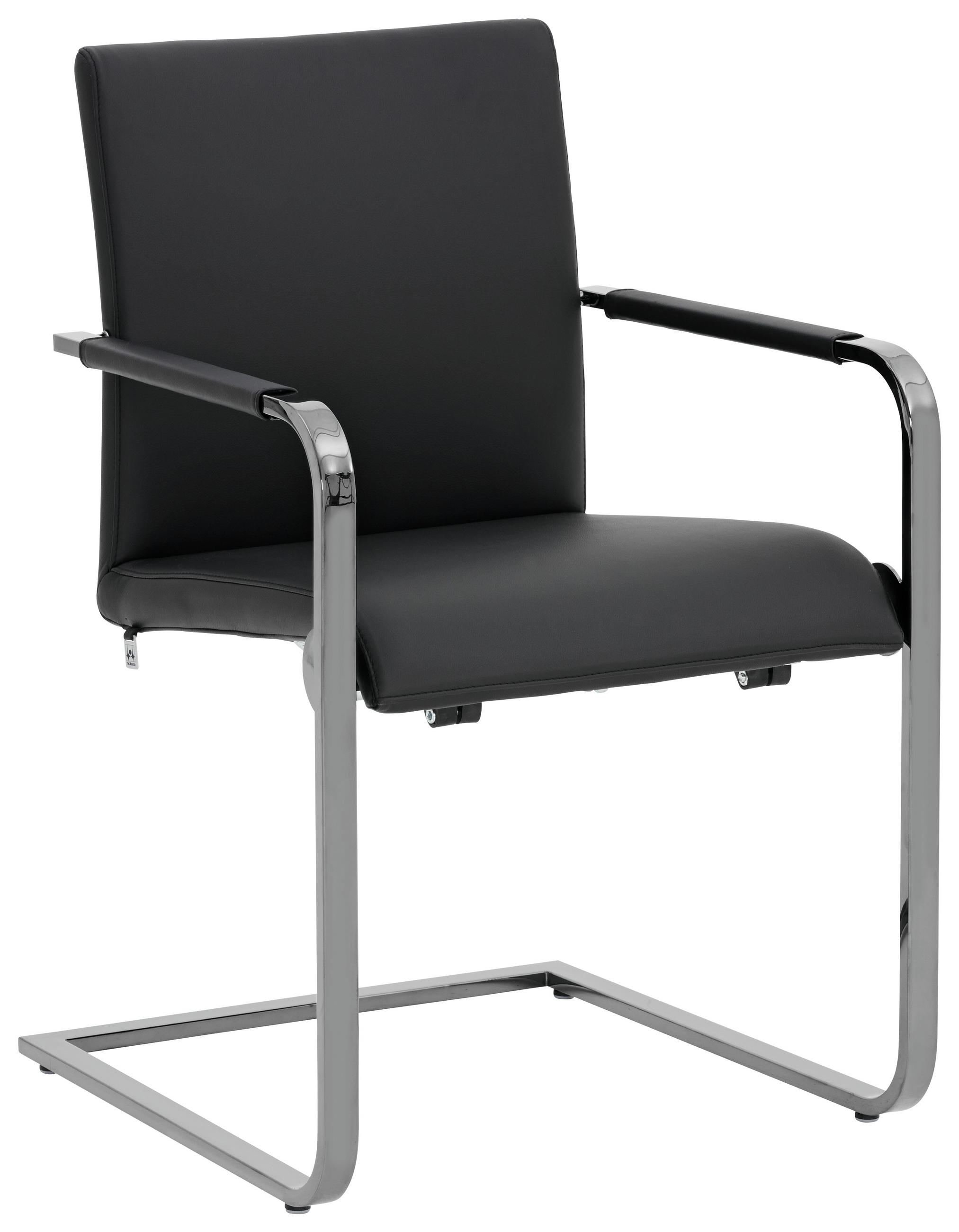 Schwingstuhl in Metall, Leder Schwarz, Chromfarben