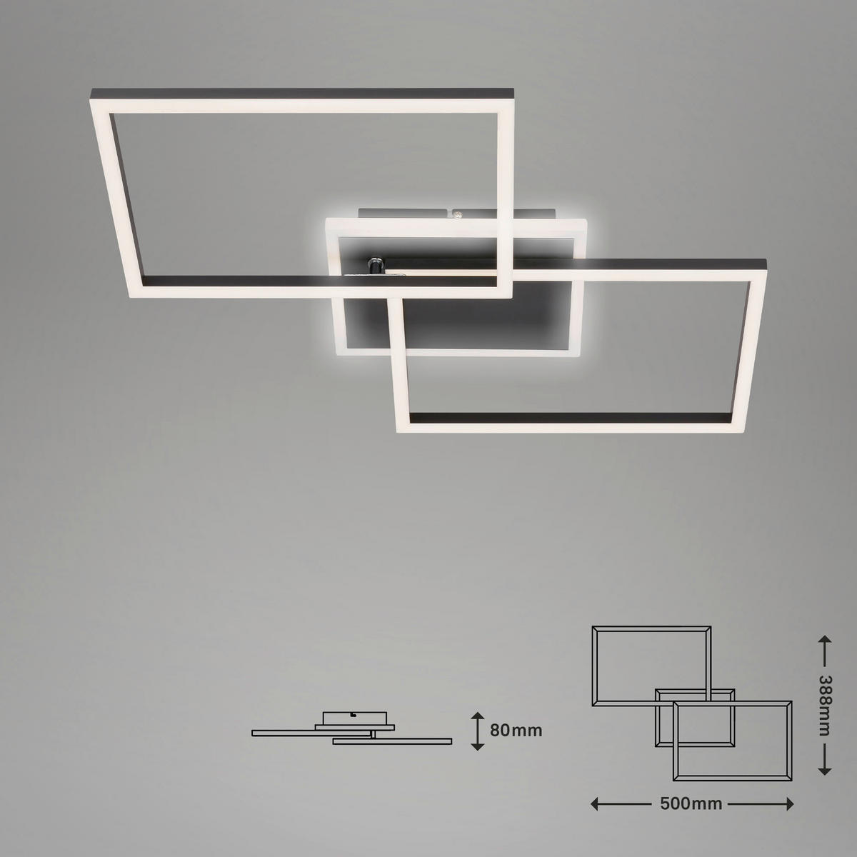 LED PLAFONJERA  - crna, Dizajnerski, metal/plastika (50/38,8/8cm)