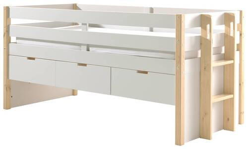 STAURAUMBETT 90/200 cm  in Weiß, Kieferfarben  - Weiß/Kieferfarben, MODERN, Holz/Holzwerkstoff (90/200cm) - MID.YOU