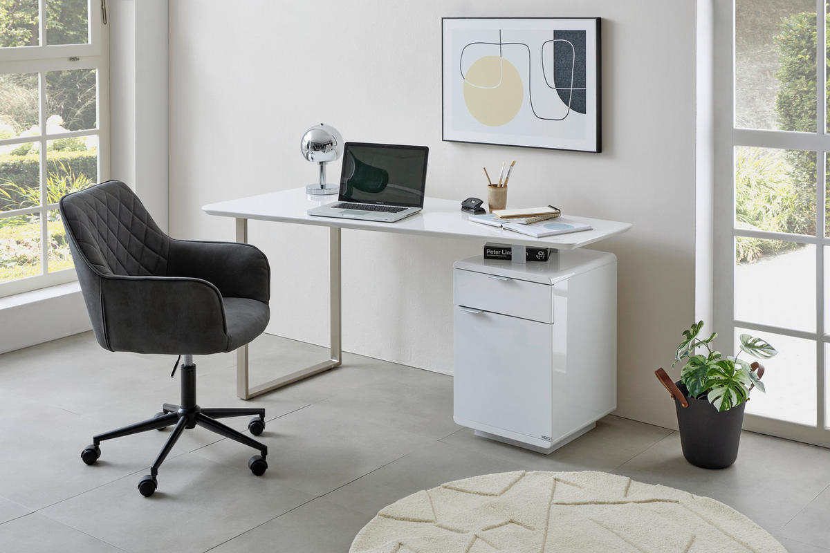 ÍRÓASZTAL  - ezüst/nikkel, Design, faalapú anyag/fém (150/76/74cm) - Xora