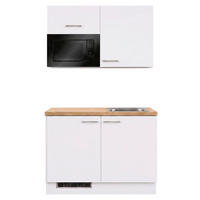 MINIKÜCHE IP 1200 121,6 cm  in Weiß, Eichefarben  - Edelstahlfarben/Eichefarben, Basics, Holzwerkstoff/Metall (121,6cm) - Impuls