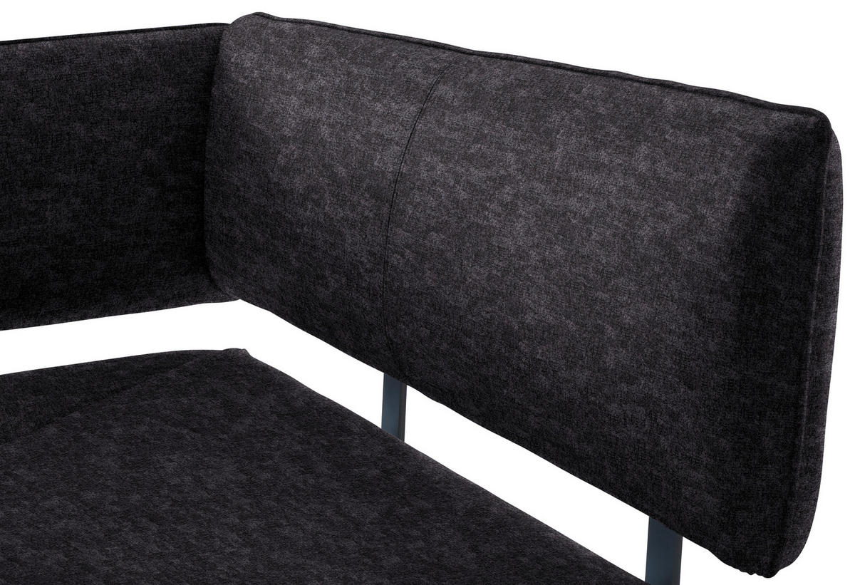 ECKBANK in Metall, Textil Anthrazit, Schwarz  - Anthrazit/Schwarz, Modern, Textil/Metall (180/140cm) - Cantus