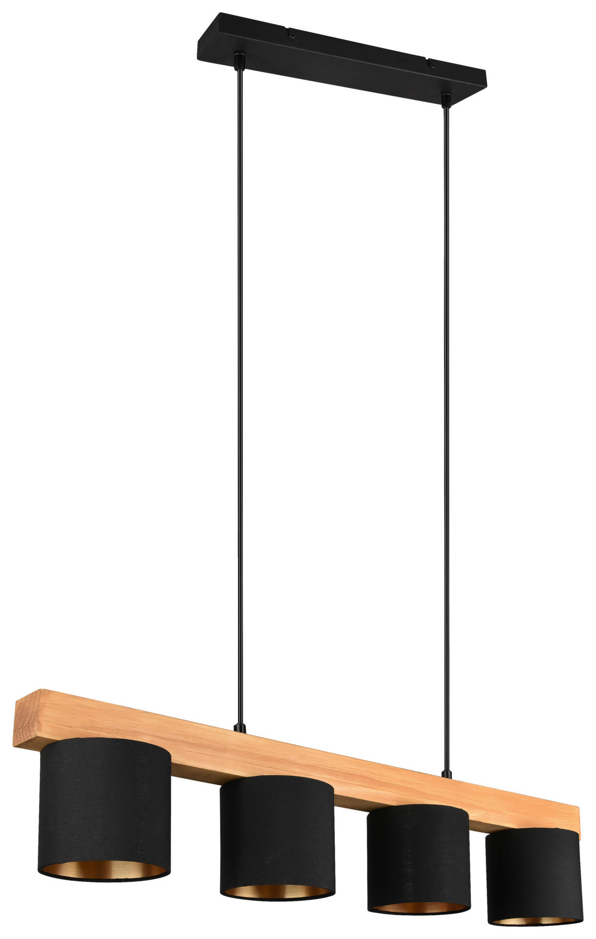 HÄNGELEUCHTE  75/150/12 cm   - Goldfarben/Schwarz, Design, Holz/Textil (75/150/12cm) - P & B