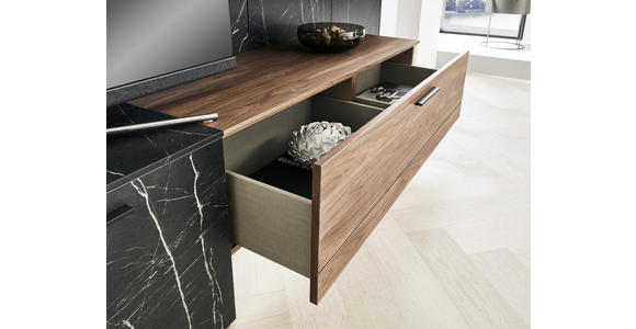 WOHNWAND 344/213,2/55,2 cm in Anthrazit, Nussbaumfarben, Schieferfarben - Schieferfarben/Anthrazit, Design, Glas/Holz (344/213,2/55,2cm) - Dieter Knoll