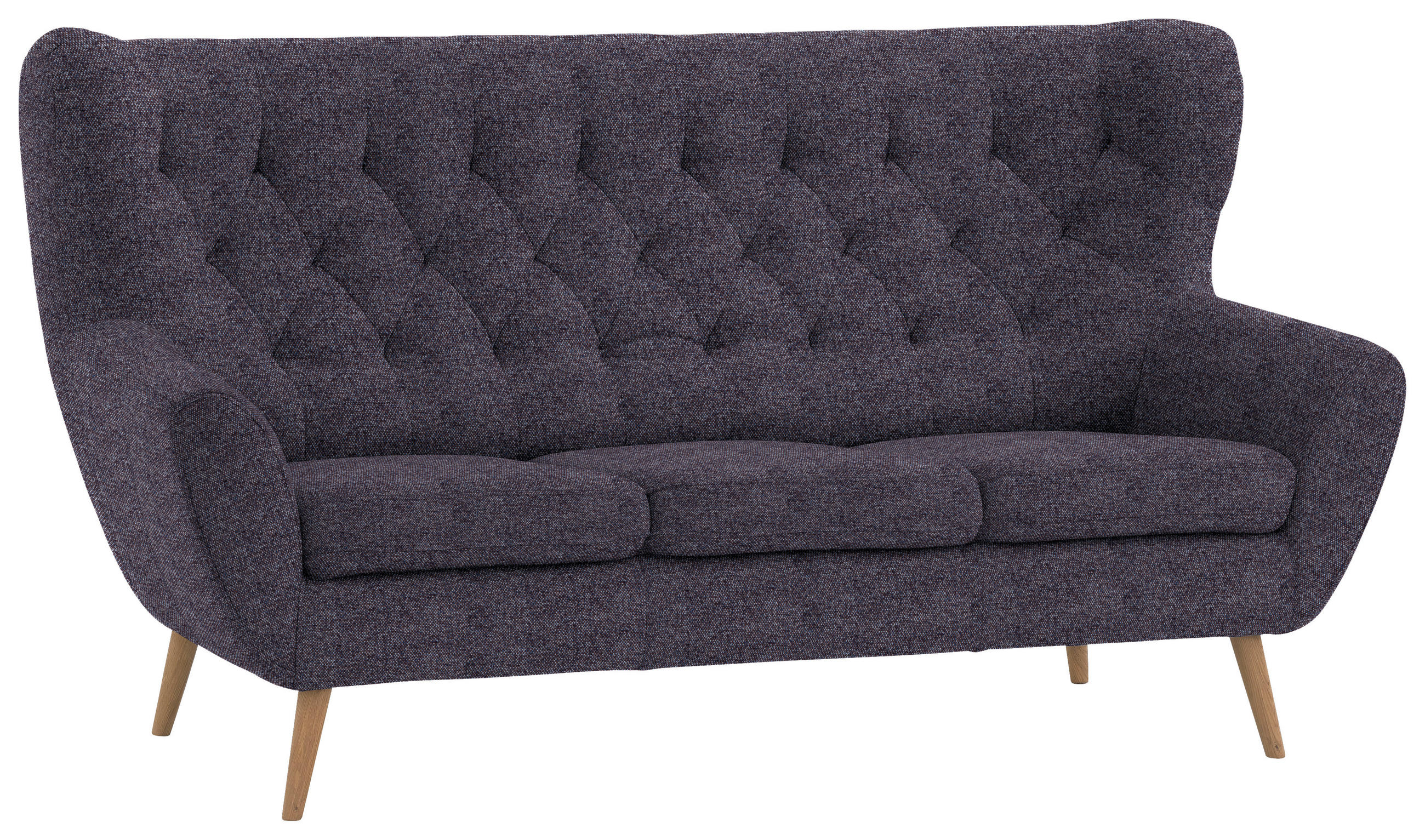 3-SITZER-SOFA in Flachgewebe Blau  - Blau, Design, Holz/Textil (187/101/95cm) - Stylife