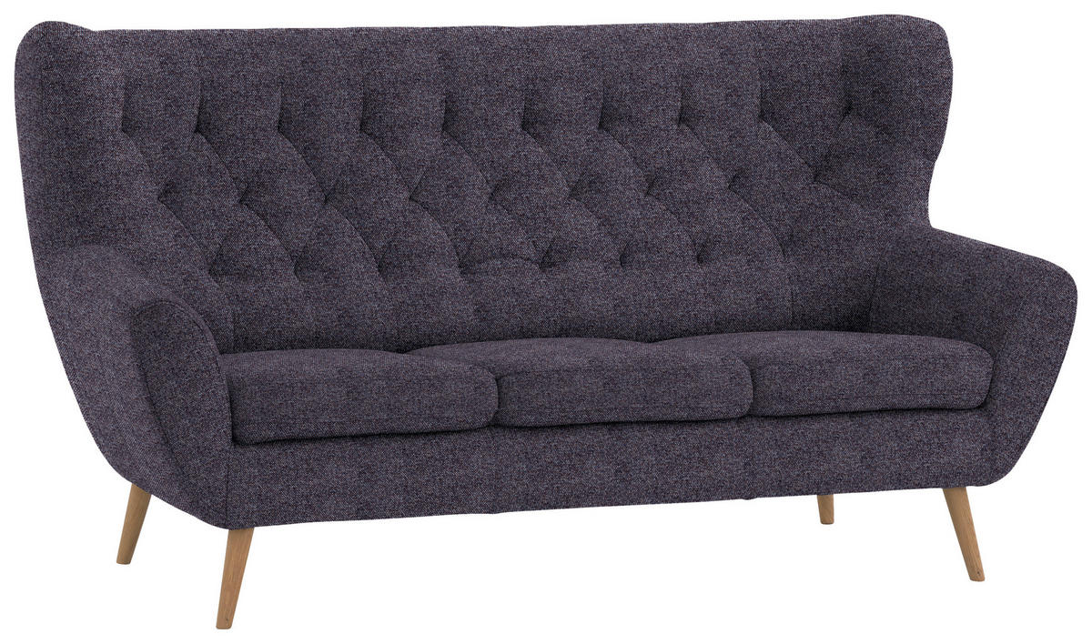 3-SITZER-SOFA in Flachgewebe Blau  - Blau, Design, Holz/Textil (187/101/95cm) - Stylife
