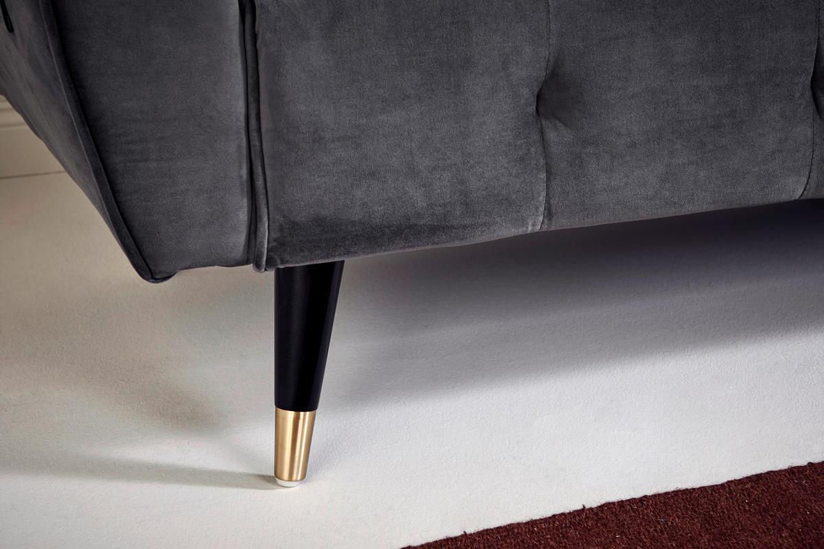 SCHLAFSOFA Samt Grau, Opal  - Goldfarben/Opal, MODERN, Holz/Textil (213/83/83cm) - Livetastic