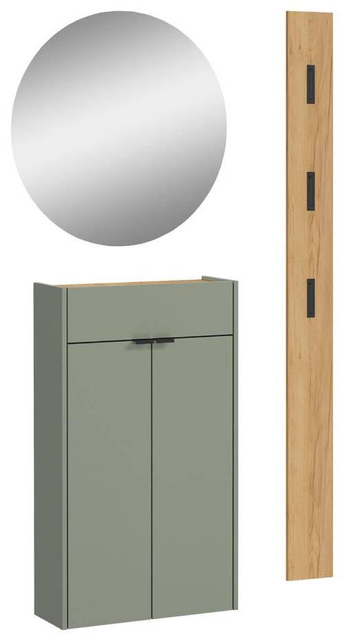 GARDEROBE 3-teilig  in 86/200/22 cm  - Eichefarben/Grün, Design, Glas/Holzwerkstoff (86/200/22cm)