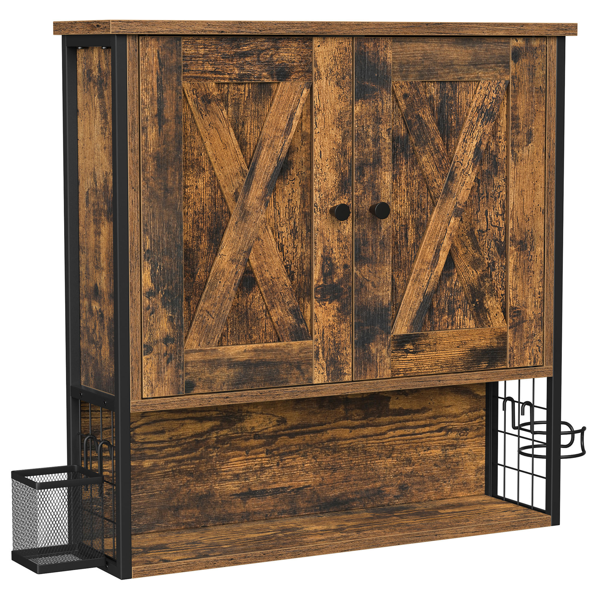 HÄNGESCHRANK 60/60/16 cm  - Schwarz/Braun, MODERN, Holzwerkstoff/Metall (60/60/16cm) - MID.YOU