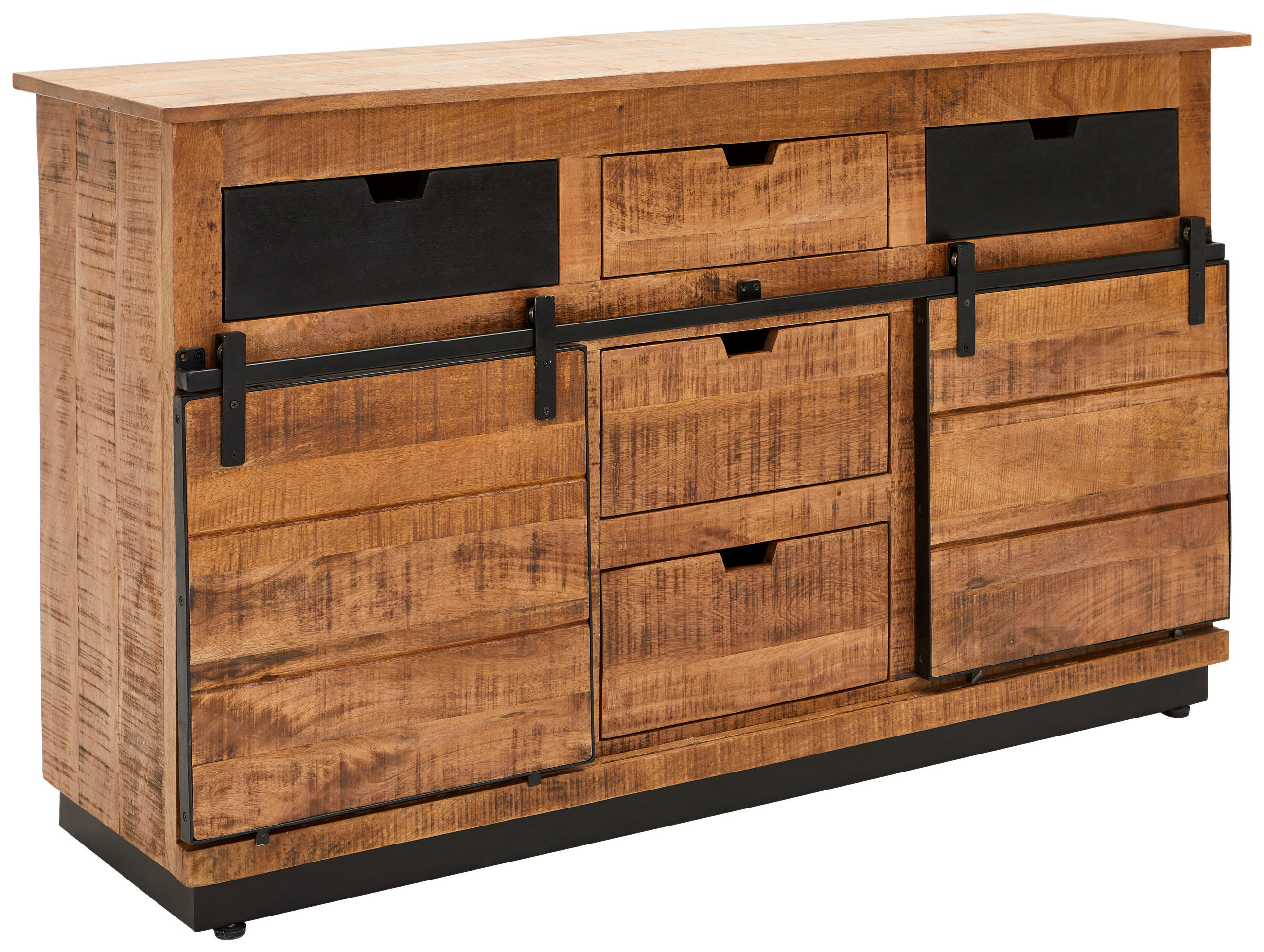 SIDEBOARD Lusaka  in 140/80/40 cm  - Schwarz/Braun, Natur, Holz/Metall (140/80/40cm) - Livetastic
