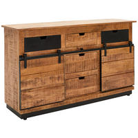 SIDEBOARD Lusaka  in 140/80/40 cm  - Schwarz/Braun, Natur, Holz/Metall (140/80/40cm) - Livetastic