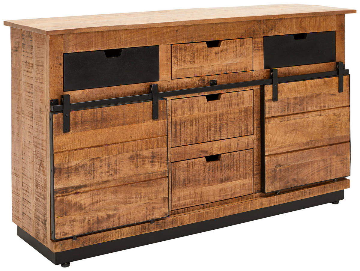 SIDEBOARD Lusaka  in 140/80/40 cm  - Schwarz/Braun, Natur, Holz/Metall (140/80/40cm) - Livetastic