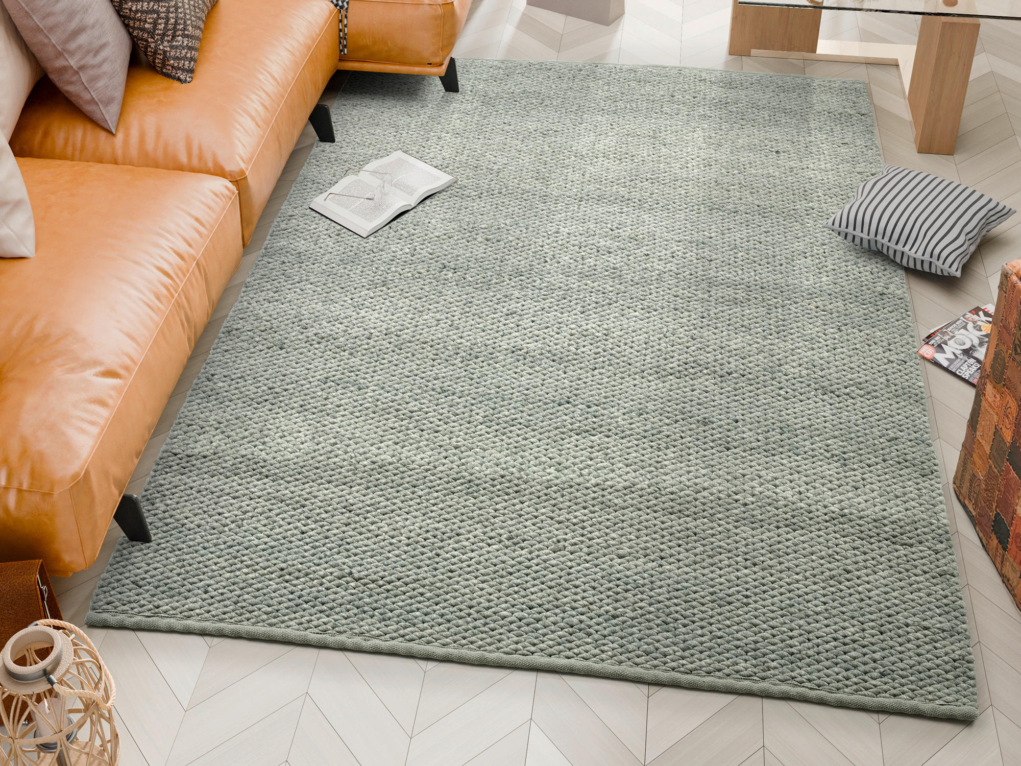 HANDWEBTEPPICH 160/230 cm Grün  - Grün, Basics, Textil (160/230cm) - Linea Natura