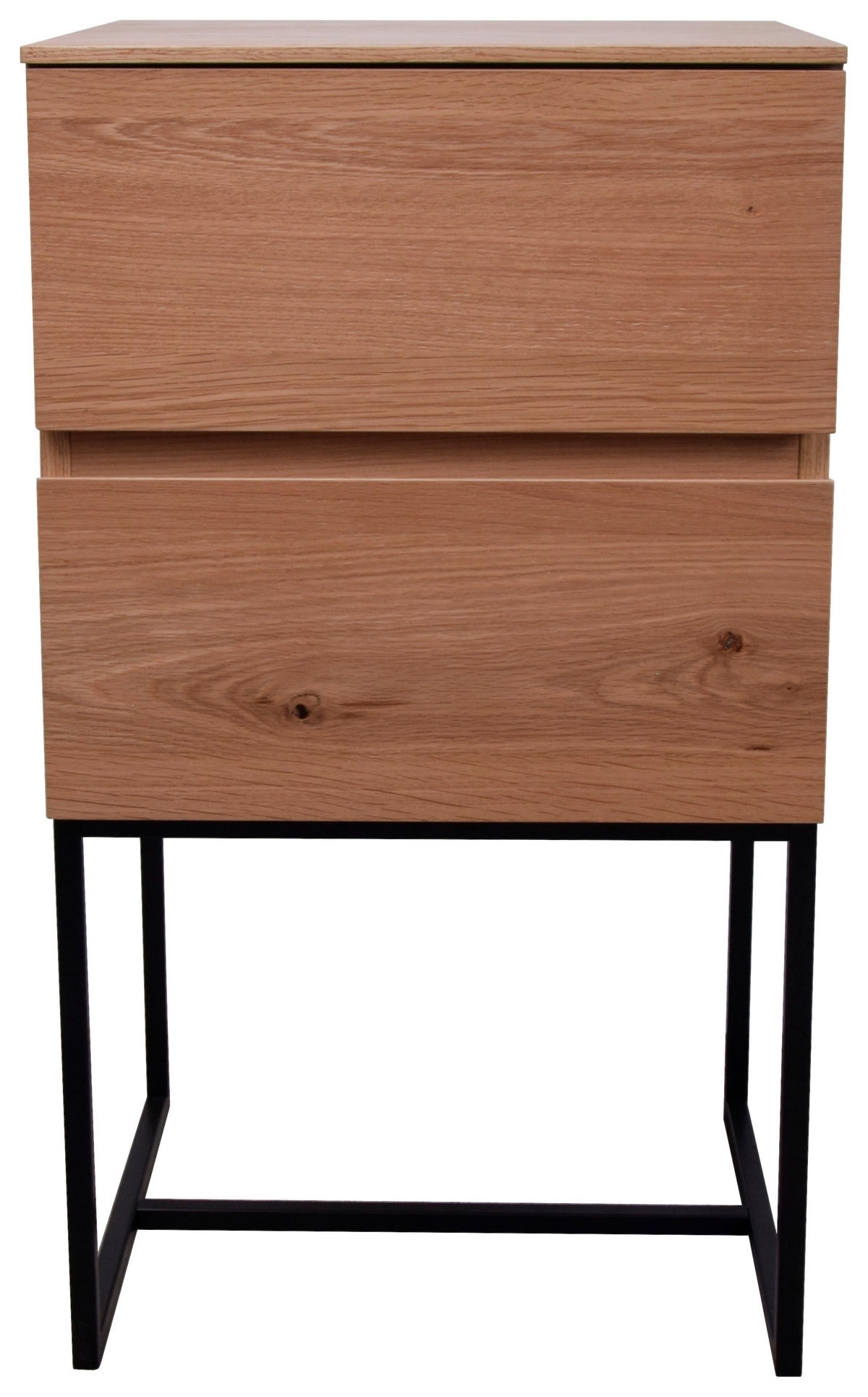 SÄNGBORD i faner ek svart, ekfärgad  - svart/ekfärgad, Klassisk, metall/trämaterial (42/75/40cm) - home24