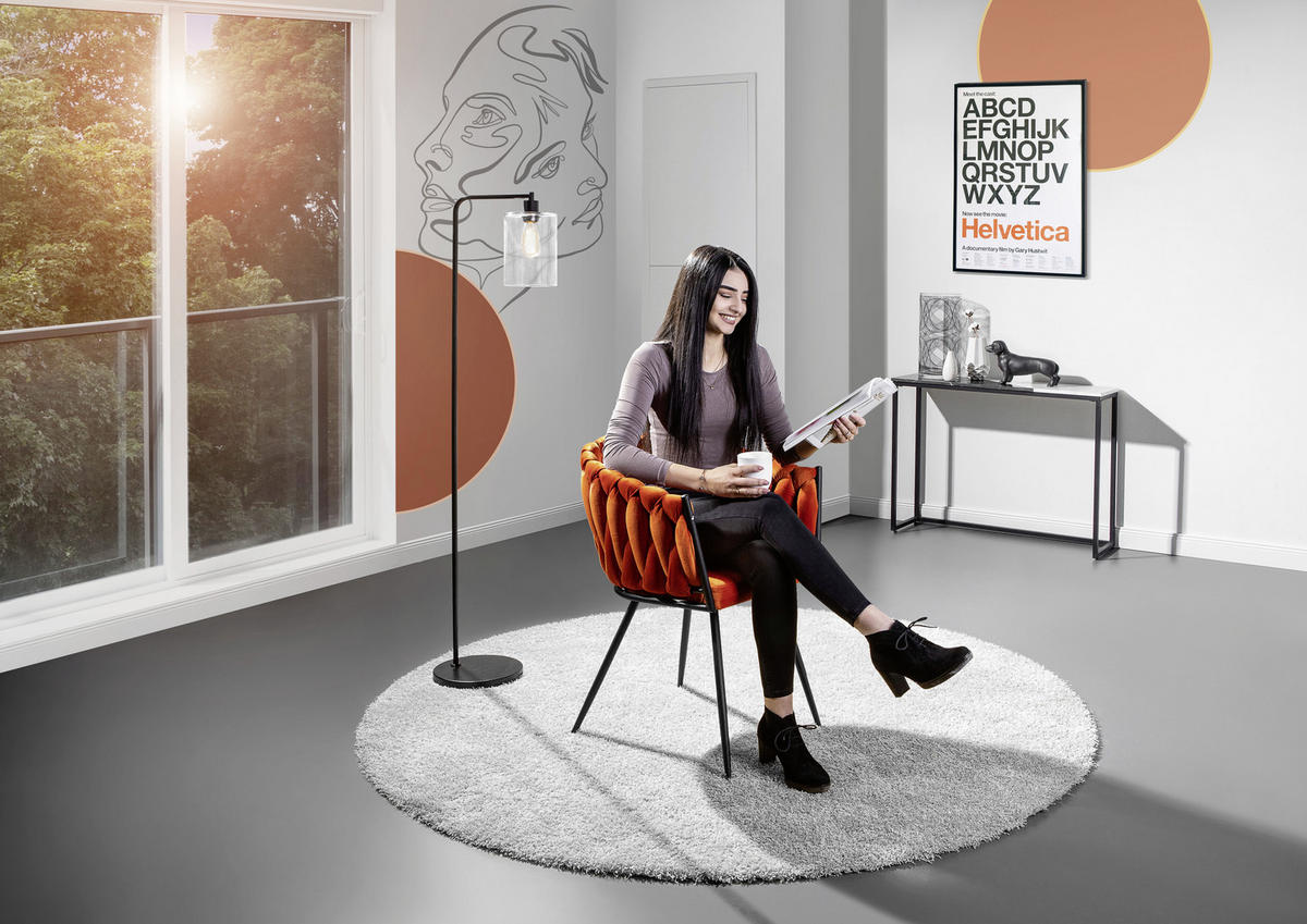 ARMLEHNSTUHL  in Aluminium Velours  - Schwarz/Orange, LIFESTYLE, Textil/Metall (60/78/55cm) - Landscape