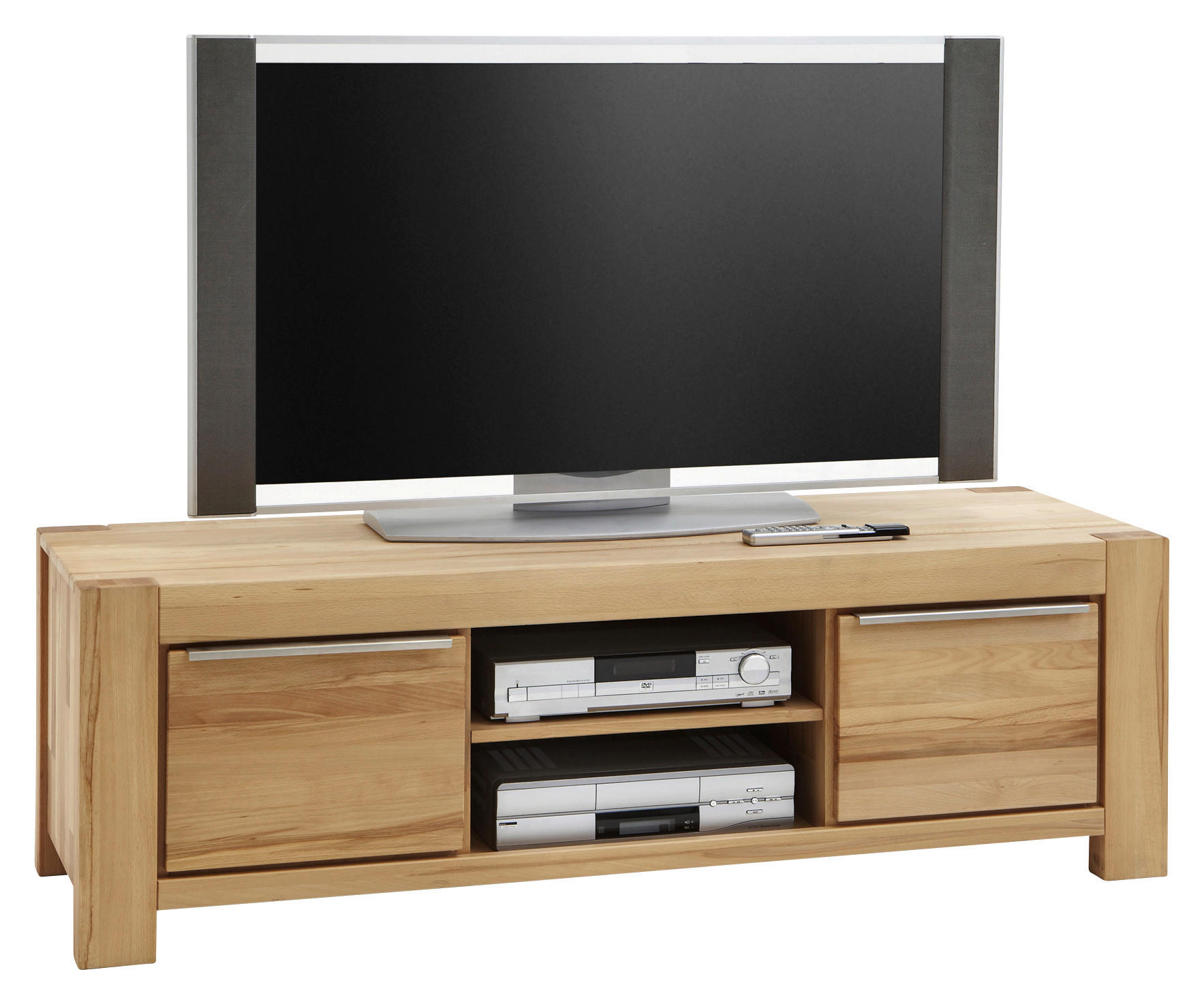 TV-ELEMENT Kernbuche massiv Kernbuche - Edelstahlfarben/Buchefarben, LIFESTYLE, Holz/Metall (155/53/50cm) - Carryhome