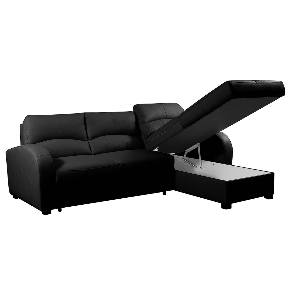 ECKSOFA 227/168 cm TILO in Lederlook Schwarz Bettkasten  227/168 cm  - Schwarz, Design, Kunststoff/Textil (227/168cm) - Livetastic