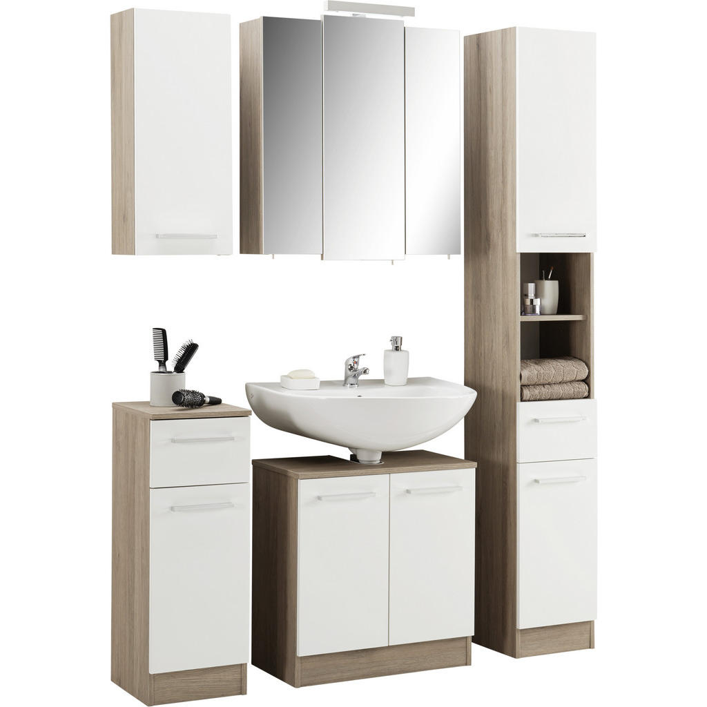 Thumbnail - Carryhome Hochschrank, Weiß, Holzwerkstoff, 3 Fächer, 1 Schublade(n) Schubladen, 30x195.5x33 cm, Made in Germany, stehen...