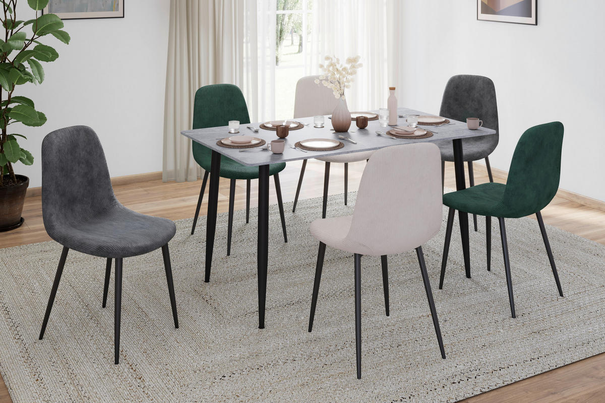 JEDILNA MIZA, siva  - siva/črna, Design, kovina/keramika (160/76/80cm) - P & B