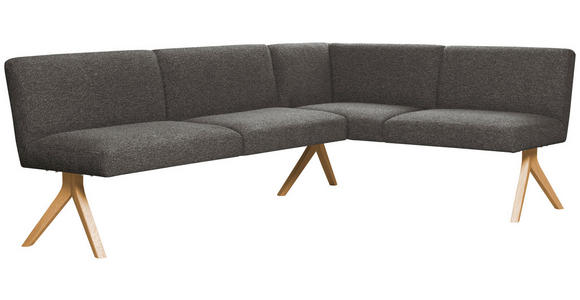 ECKBANK 218/172 cm Webstoff Dunkelgrau Eiche vollmassiv   - Eichefarben/Dunkelgrau, KONVENTIONELL, Holz/Textil (218/172cm) - Linea Natura